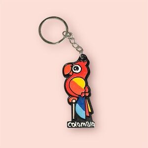 Colombia Tropical Parrot Wooden Key Chain